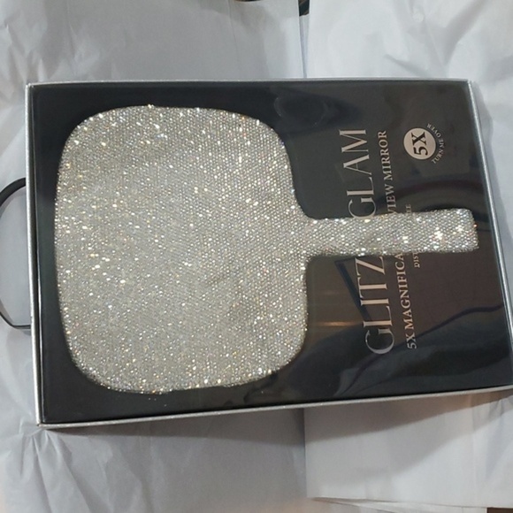5X magnification Glitz Glam blinged crystal rhinestone hefty handheld mirror new - Picture 14 of 17